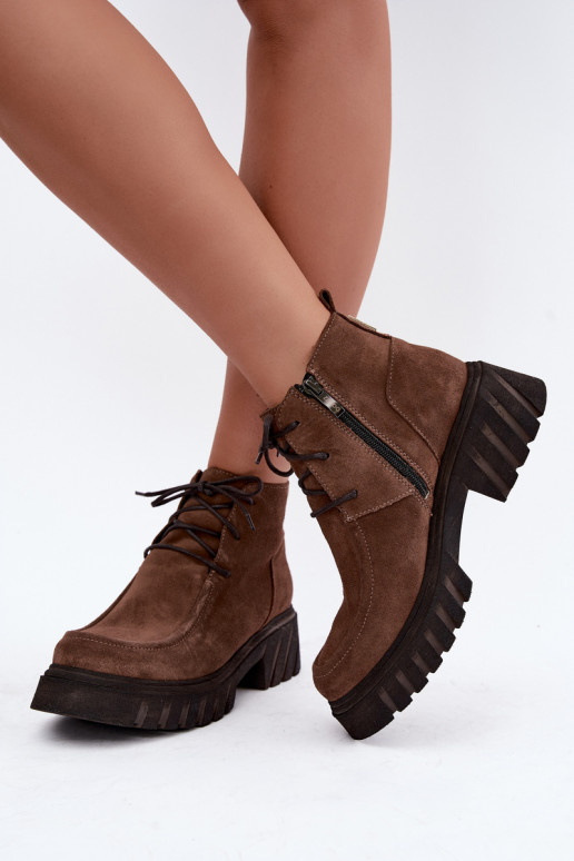 Botines de ante sintético forrados Zazoo 60594 marrón