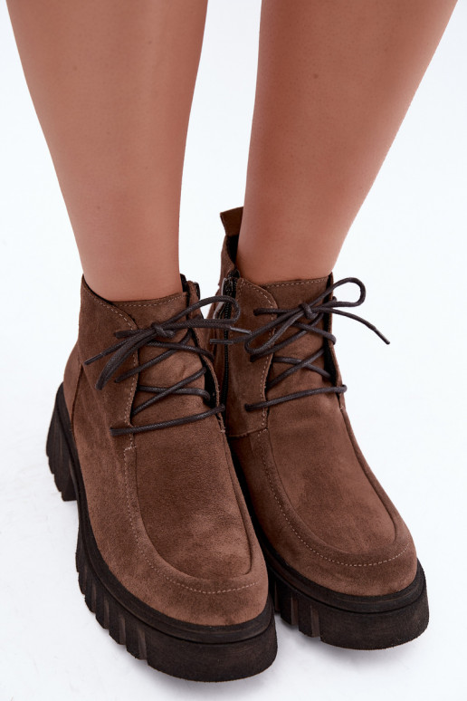 Botines de ante sintético forrados Zazoo 60594 marrón