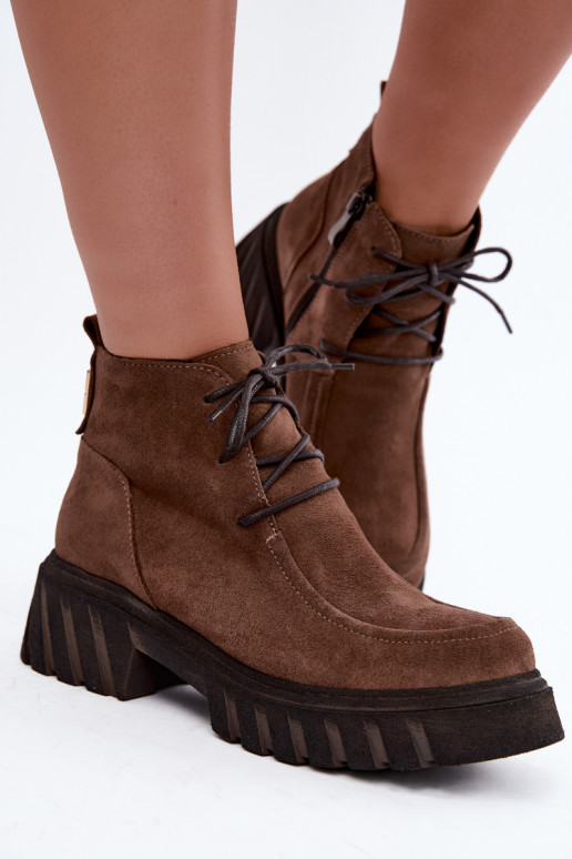Botines de ante sintético forrados Zazoo 60594 marrón