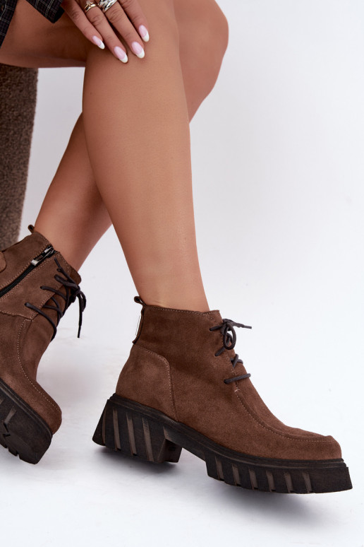 Botines de ante sintético forrados Zazoo 60594 marrón