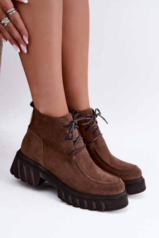 Botines de ante sintético forrados Zazoo 60594 marrón