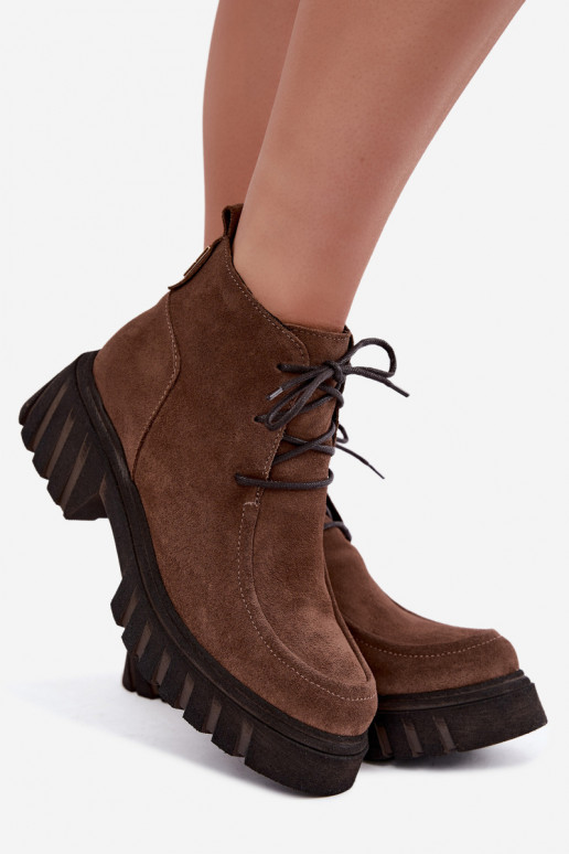 Botines de ante sintético forrados Zazoo 60594 marrón