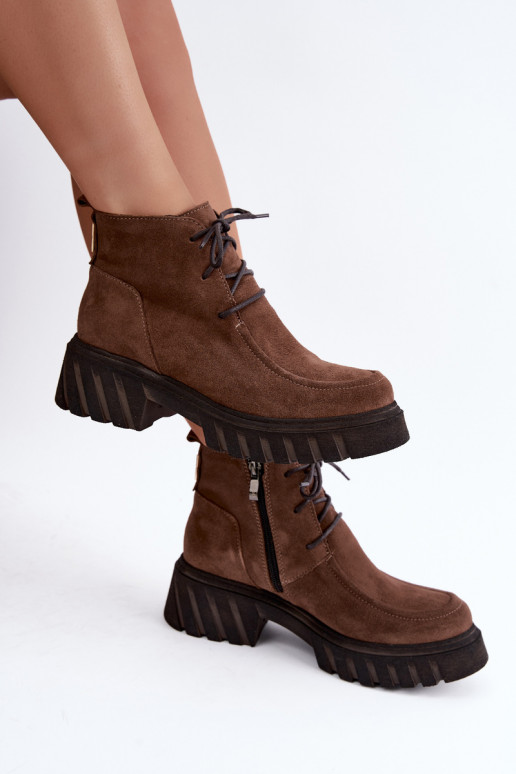 Botines de ante sintético forrados Zazoo 60594 marrón