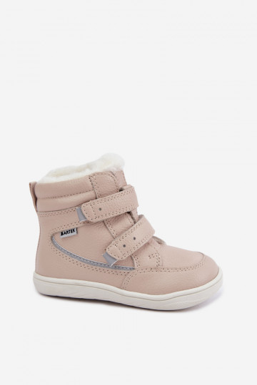 Botas de nieve de cuero para niños Barefoot Bartek 8401454 color arena