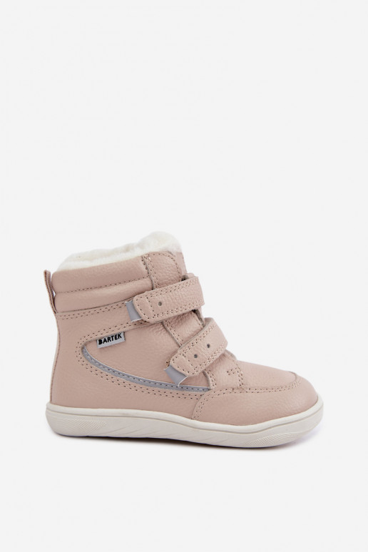 Botas de nieve de cuero para niños Barefoot Bartek 8401454 color arena
