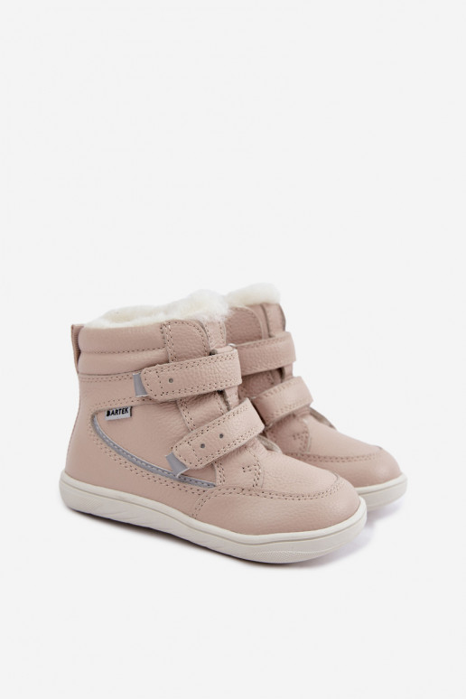 Botas de nieve de cuero para niños Barefoot Bartek 8401454 color arena