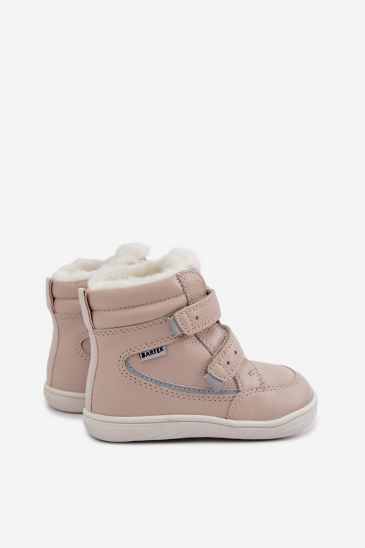 Botas de nieve de cuero para niños Barefoot Bartek 8401454 color arena