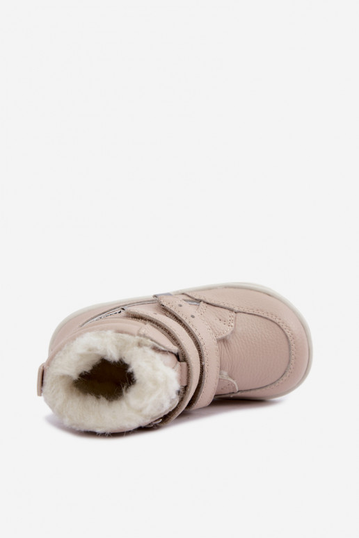 Botas de nieve de cuero para niños Barefoot Bartek 8401454 color arena