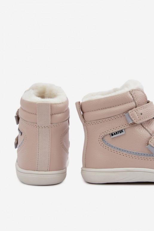 Botas de nieve de cuero para niños Barefoot Bartek 8401454 color arena