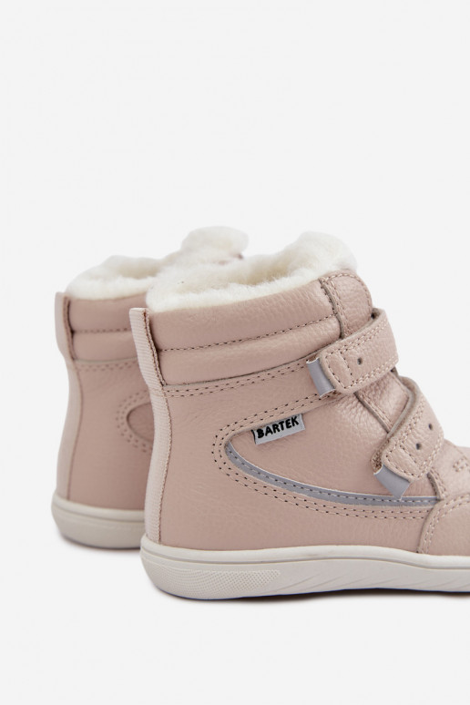Botas de nieve de cuero para niños Barefoot Bartek 8401454 color arena