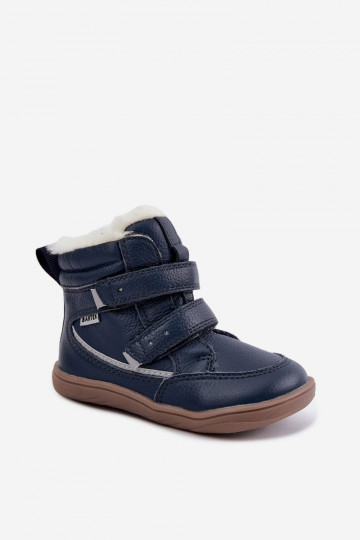 Botas de nieve de cuero para niños Barefoot Bartek 8401456 azul oscuro