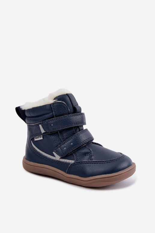 Botas de nieve de cuero para niños Barefoot Bartek 8401456 azul oscuro