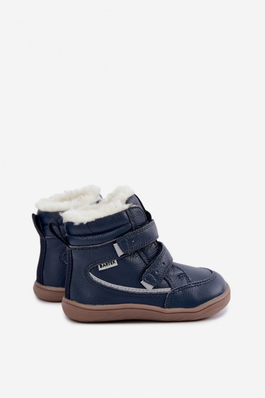 Botas de nieve de cuero para niños Barefoot Bartek 8401456 azul oscuro