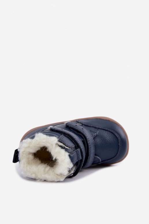 Botas de nieve de cuero para niños Barefoot Bartek 8401456 azul oscuro