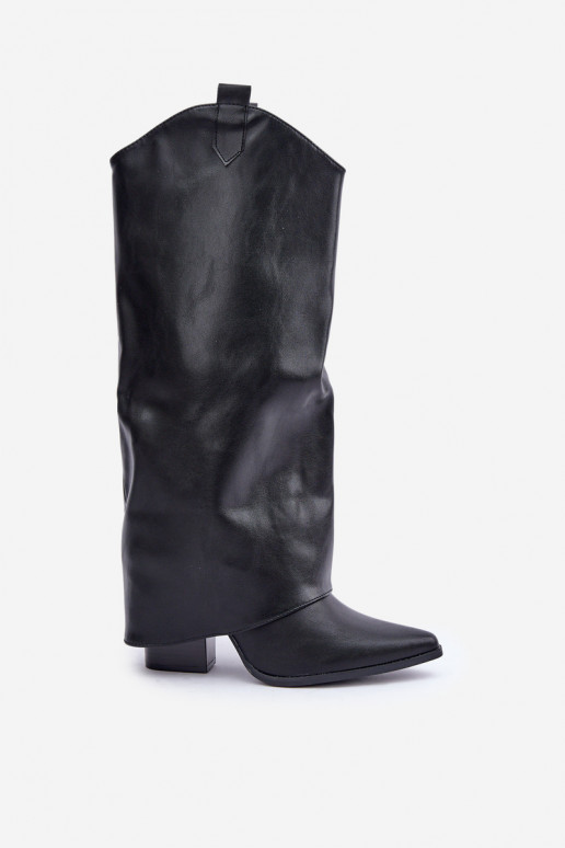 Botas altas tipo slip-on con tacón en negro Rialivia