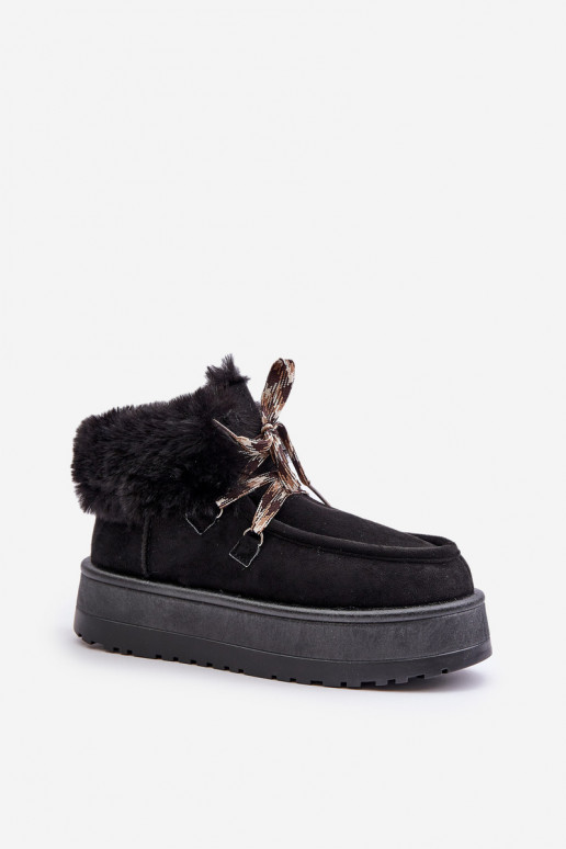 Botas de nieve bajas con plataforma y piel en negro Neathren