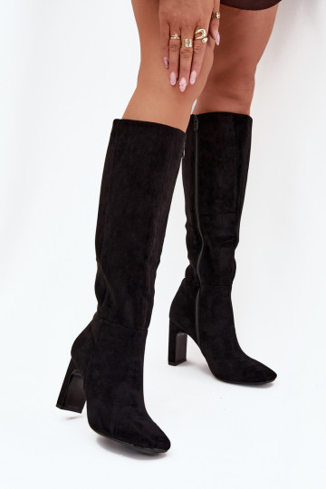 Botas altas de mujer con tacón, aisladas, en negro Zamira 2