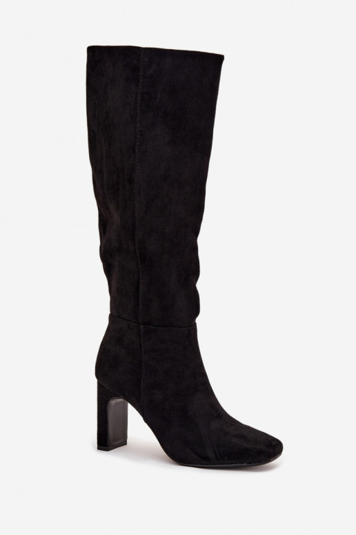 Botas altas de mujer con tacón, aisladas, en negro Zamira