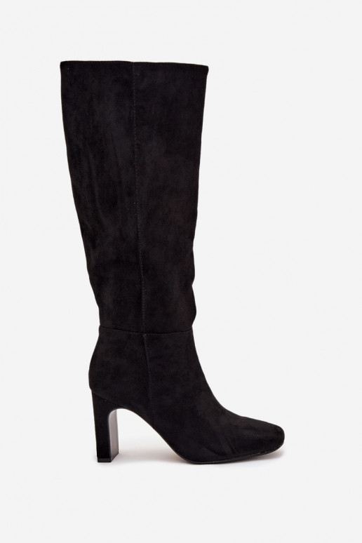 Botas altas de mujer con tacón, aisladas, en negro Zamira