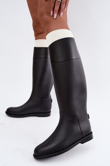 Botas de goma altas para mujer con tacones anchos en color negro Melianne 2