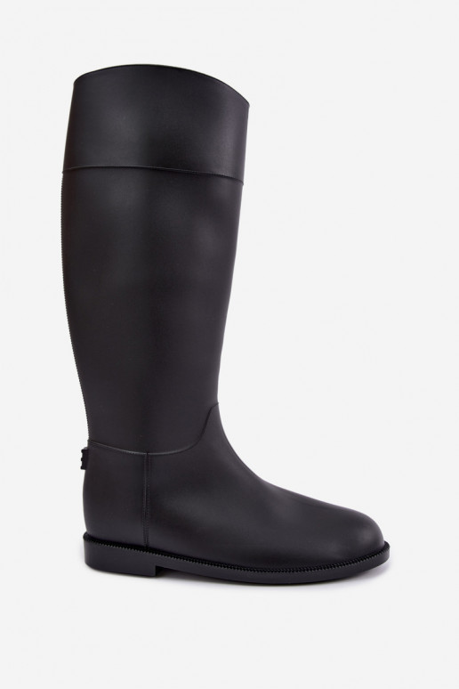 Botas de goma altas para mujer con tacones anchos en color negro Melianne