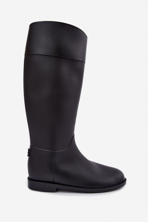 Botas de goma altas para mujer con tacones anchos en color negro Melianne