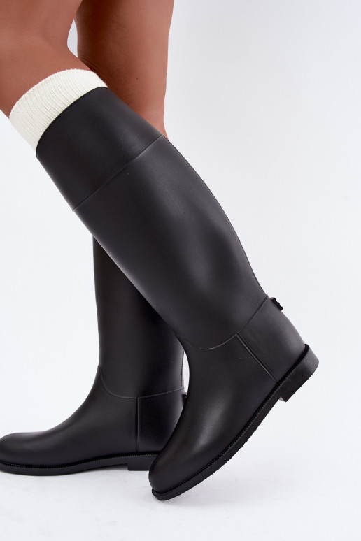 Botas de goma altas para mujer con tacones anchos en color negro Melianne