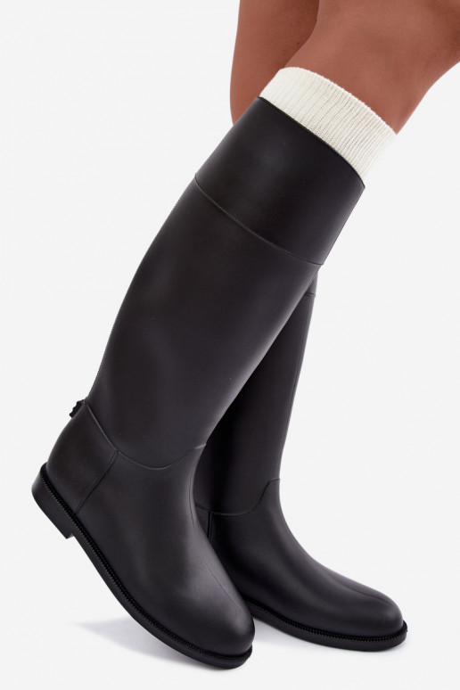 Botas de goma altas para mujer con tacones anchos en color negro Melianne
