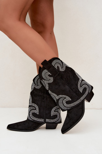 Botines decorados al estilo vaquero con tacones en negro Irvena