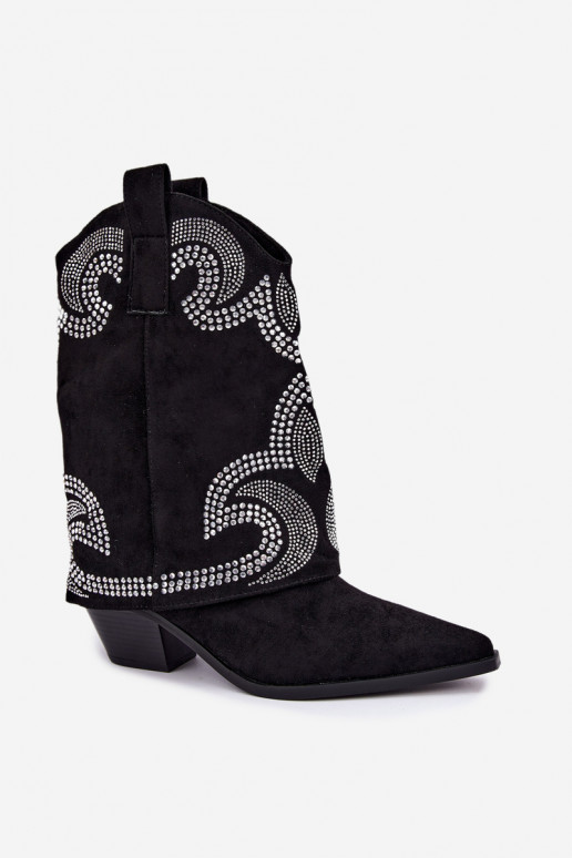 Botines decorados al estilo vaquero con tacones en negro Irvena