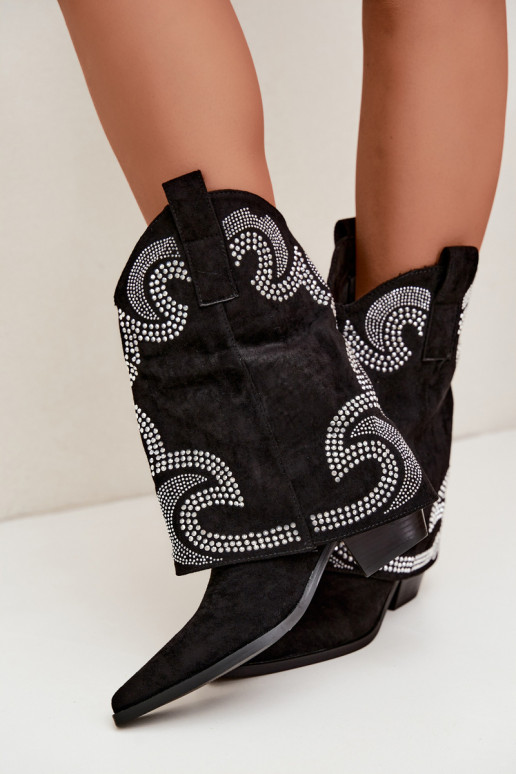 Botines decorados al estilo vaquero con tacones en negro Irvena