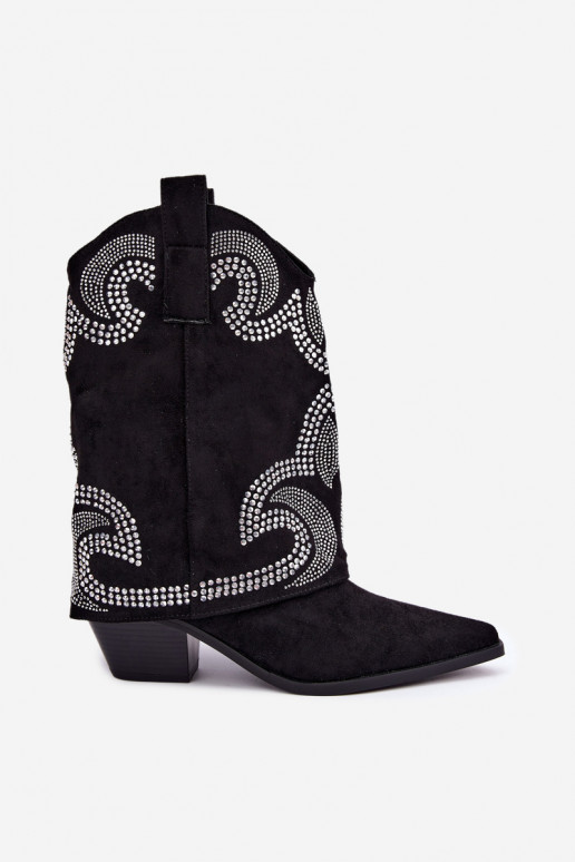 Botines decorados al estilo vaquero con tacones en negro Irvena