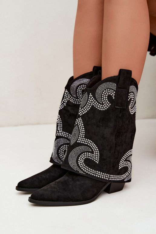 Botines decorados al estilo vaquero con tacones en negro Irvena