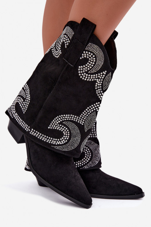 Botines decorados al estilo vaquero con tacones en negro Irvena
