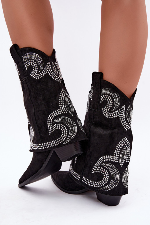 Botines decorados al estilo vaquero con tacones en negro Irvena