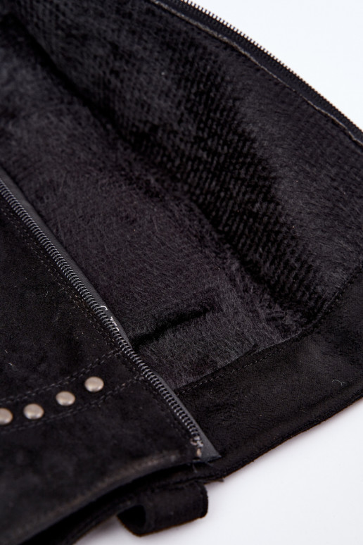 Botas altas y cálidas con tacones y decoración en negro Bellune