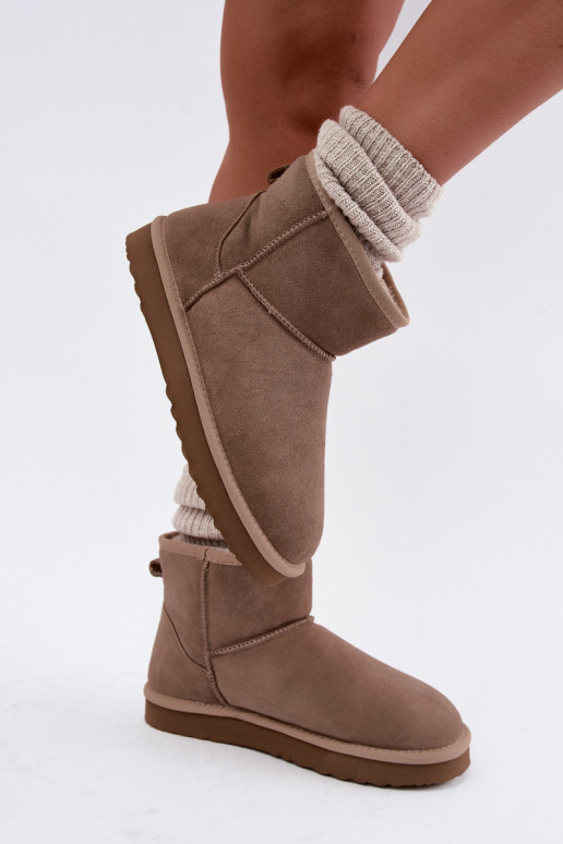 Botas de nieve cálidas de ante sintético con piel en el interior en color arena Amandine