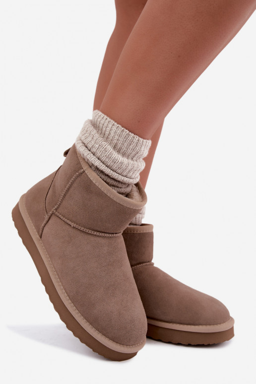 Botas de nieve cálidas de ante sintético con piel en el interior en color arena Amandine
