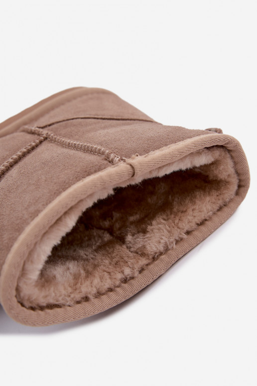 Botas de nieve cálidas de ante sintético con piel en el interior en color arena Amandine