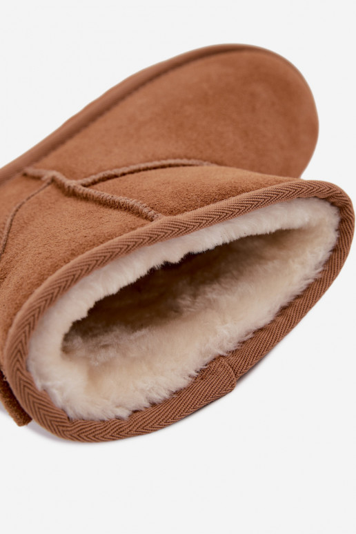 Botas de nieve cálidas de ante sintético con piel en el interior en color marrón Amandine