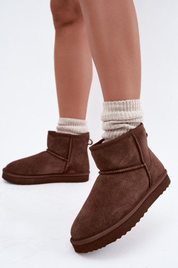 Botas de nieve cálidas de ante sintético con piel en el interior en color burdeos Amandine 2