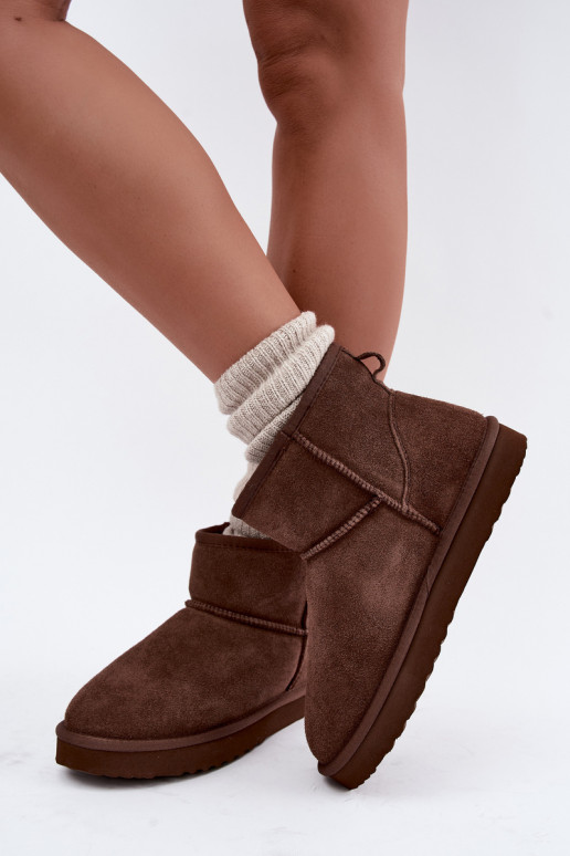 Botas de nieve cálidas de ante sintético con piel en el interior en color burdeos Amandine