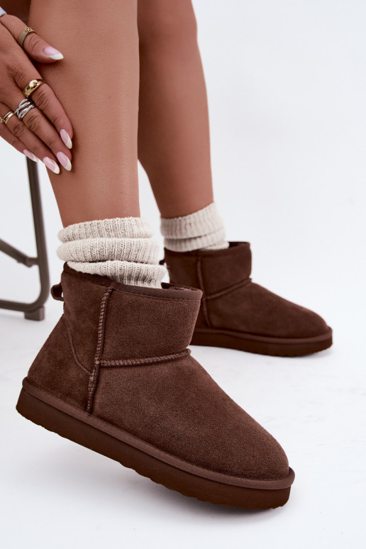 Botas de nieve cálidas de ante sintético con piel en el interior en color burdeos Amandine