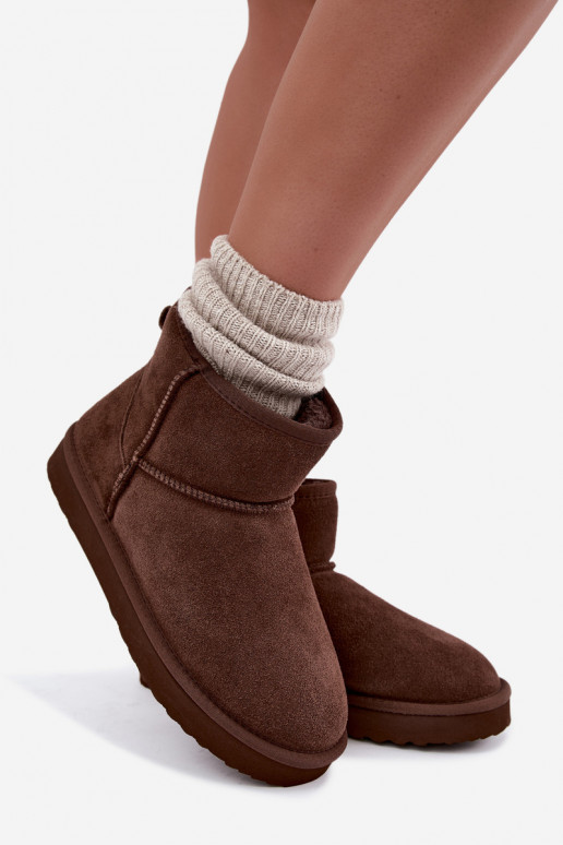 Botas de nieve cálidas de ante sintético con piel en el interior en color burdeos Amandine