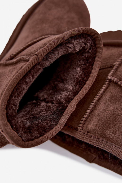 Botas de nieve cálidas de ante sintético con piel en el interior en color burdeos Amandine