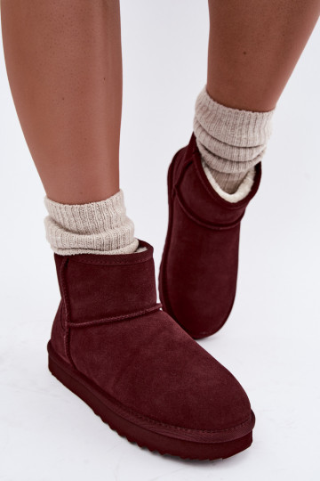 Botas de nieve cálidas de ante sintético con piel en el interior en negro Amandine