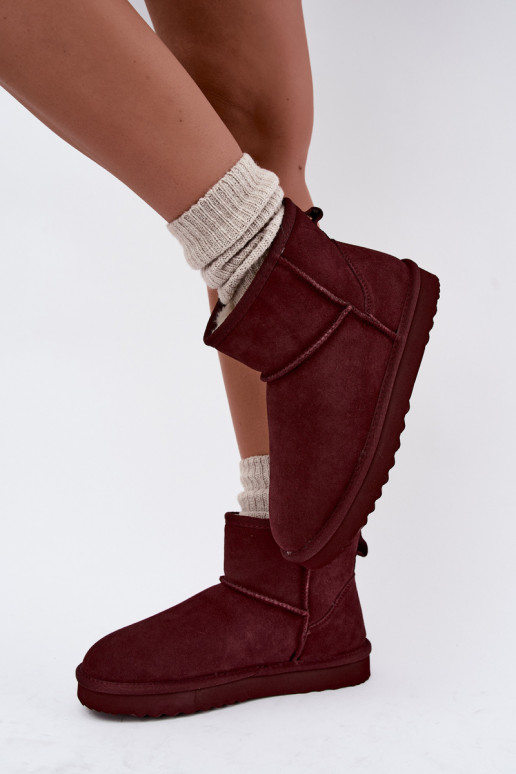 Botas de nieve cálidas de ante sintético con piel en el interior en negro Amandine