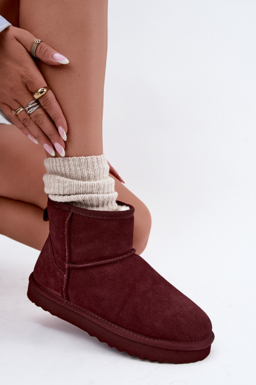 Botas de nieve cálidas de ante sintético con piel en el interior en negro Amandine