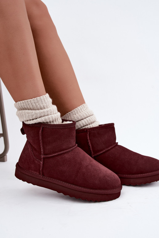 Botas de nieve cálidas de ante sintético con piel en el interior en negro Amandine