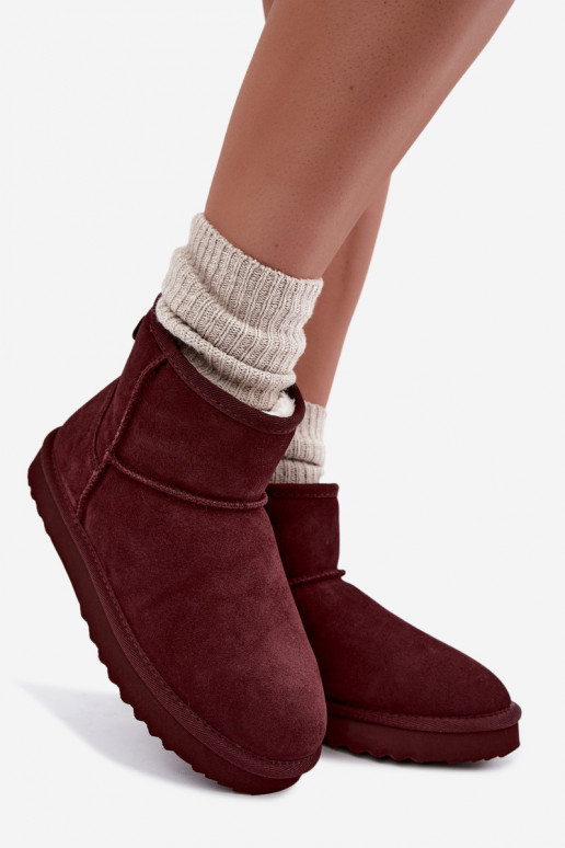 Botas de nieve cálidas de ante sintético con piel en el interior en negro Amandine